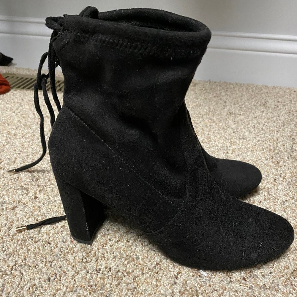 Suede black booties